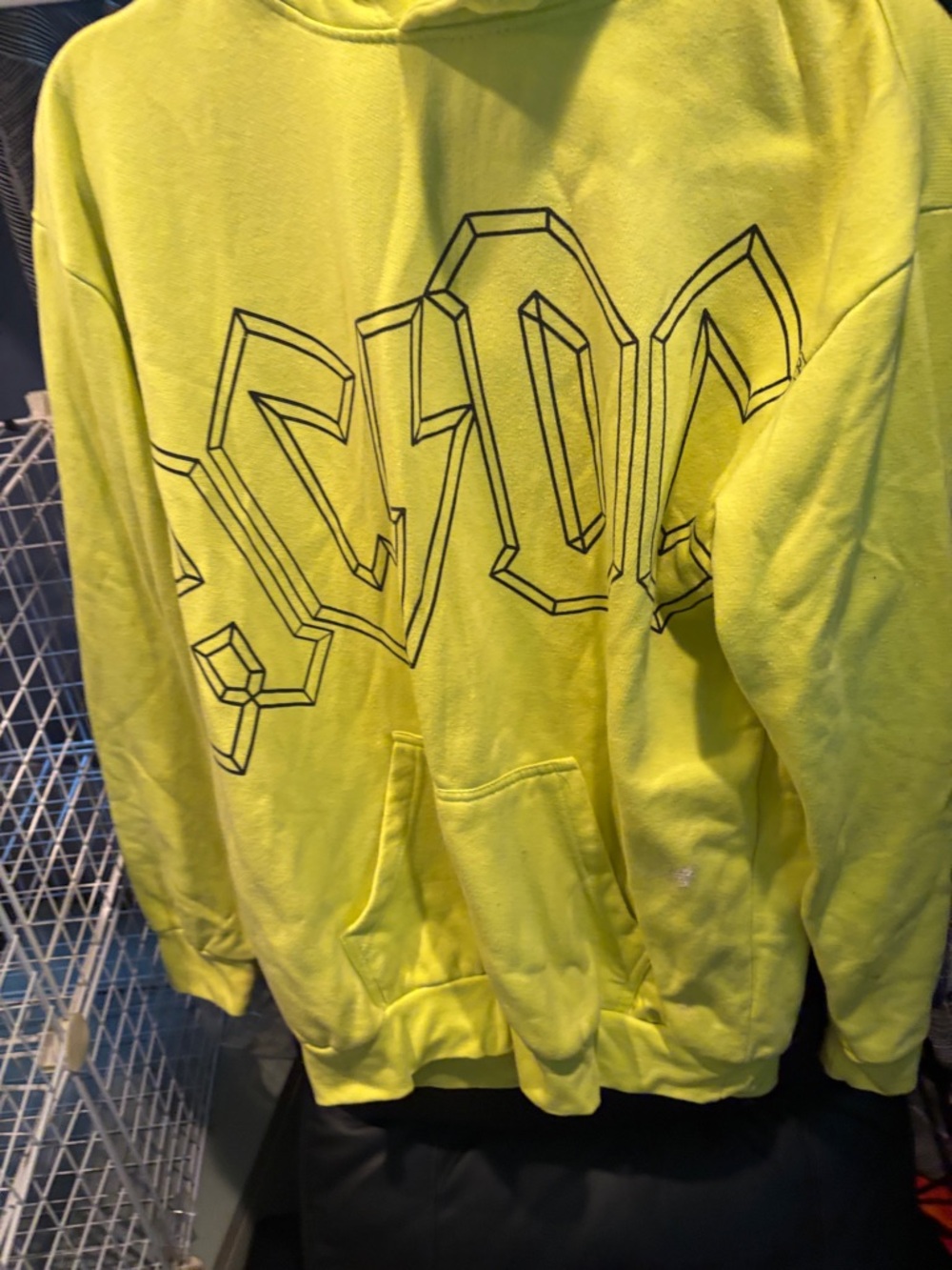 AC/DC Neon Yellow Graphic Pullover Hoodie - Men's